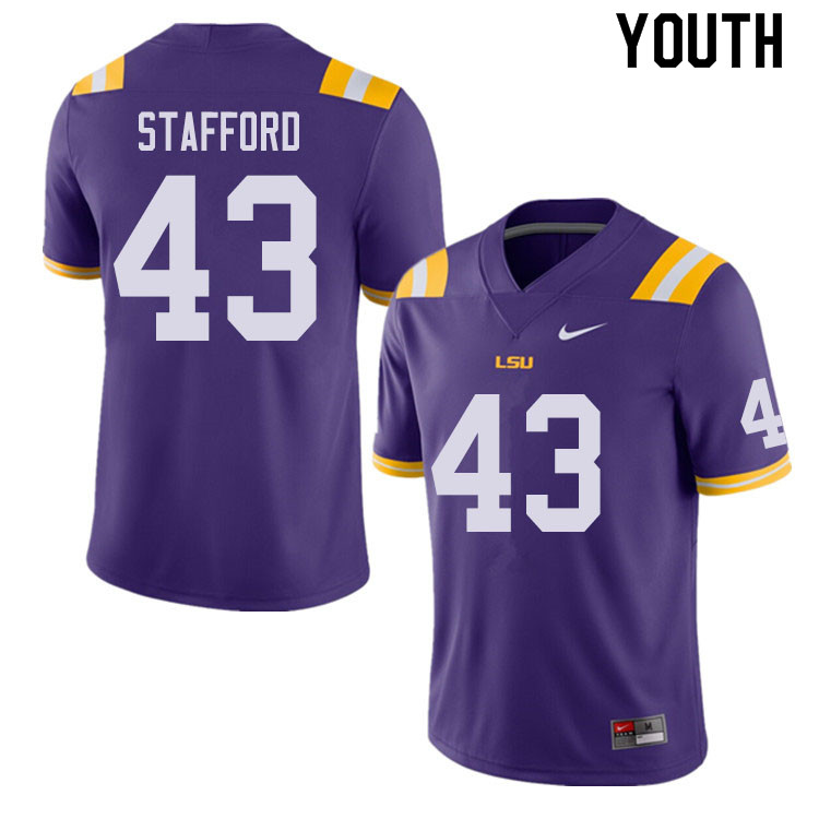 Youth #43 Preston Stafford LSU Tigers College Football Jerseys Sale-Purple